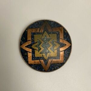 VINTAGE Sterling silver 925 Taxco Mexico turquoise lapis chip inlay brooch